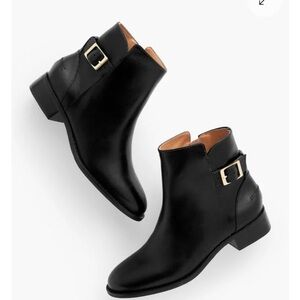 Talbots Tish Leather Buckle Ankle Boots in Black - Size 7